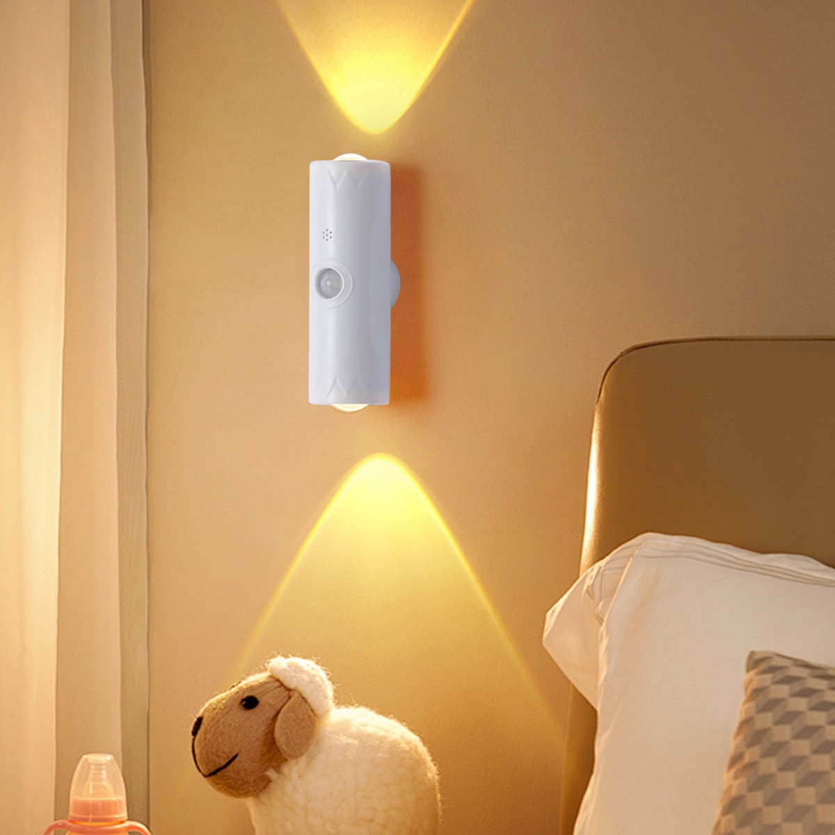 LED light, double-headed cat's eye wall light, human body induction atmosphere, night light, cabinet aisle, night home intelligent induction