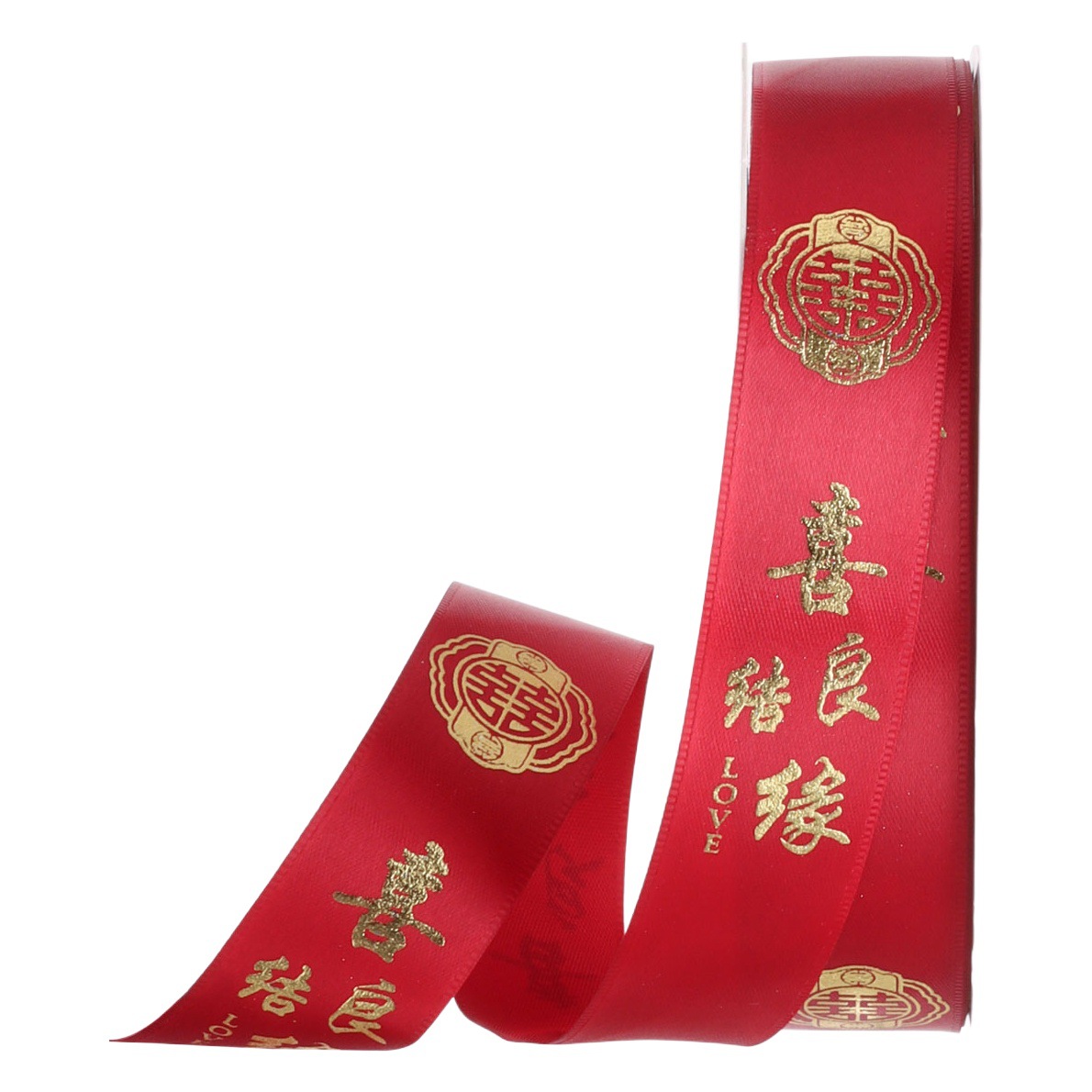 2.5cm bronzing wedding wedding red packaging ribbon bouquet decoration wedding happy ribbon custom logo