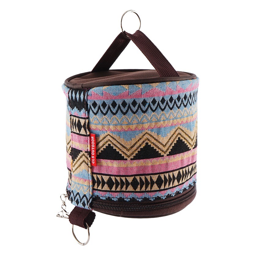 Outdoor camping folding ethnic style tissue box storage bag car roll paper tissue box small cloth bag storage bag