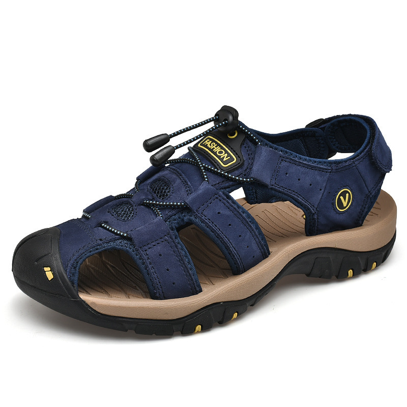 Summer fashion men's travel Baotou plus size beach sandals youth open toe breathable sandals a generation of hair