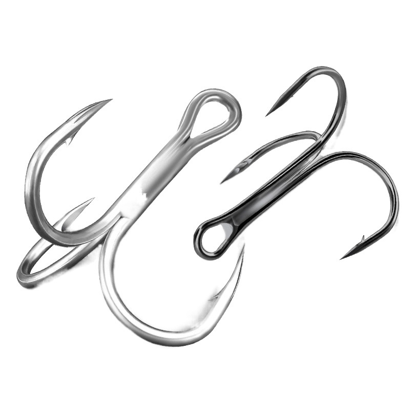 Aohu high carbon steel tinned three hooks with barbed black nickel three anchor hooks fishing gear accessories three hooks wholesale