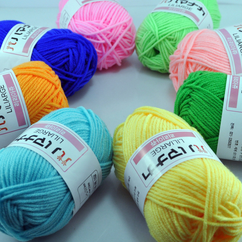 Picture of Four Strands of Combed Milk Cotton Wholesale 4-strand Korean Cotton Thread Baby Hand-knitted Medium Thick DIY Doll Baby Wool