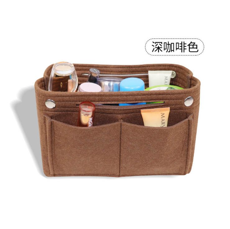 Picture of Factory wholesale felt cosmetic bag multi-functional Women's Travel liner bag large capacity felt snap storage bag