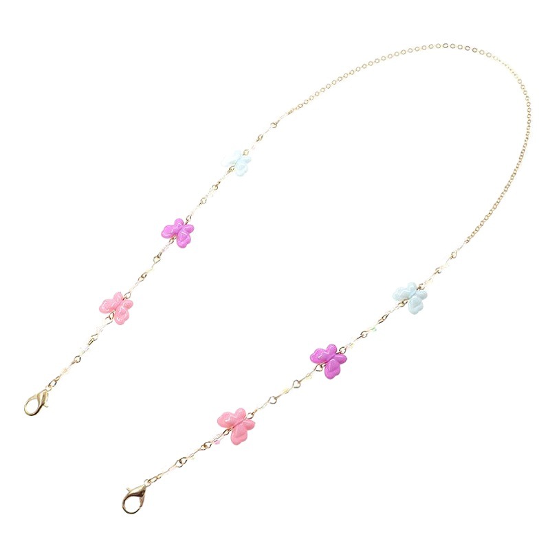 Cross-Border Hot Selling Ins Popular Acrylic Butterfly Beads Kidsren's Mask Chain Glasses Chain DIY Splicing Mask Chain