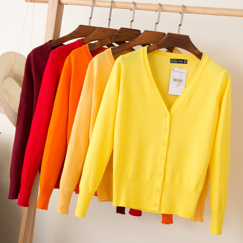 Picture of Foreign trade export spring and autumn loose sweater sweater top women's cardigan thin spring and autumn long sleeve coat