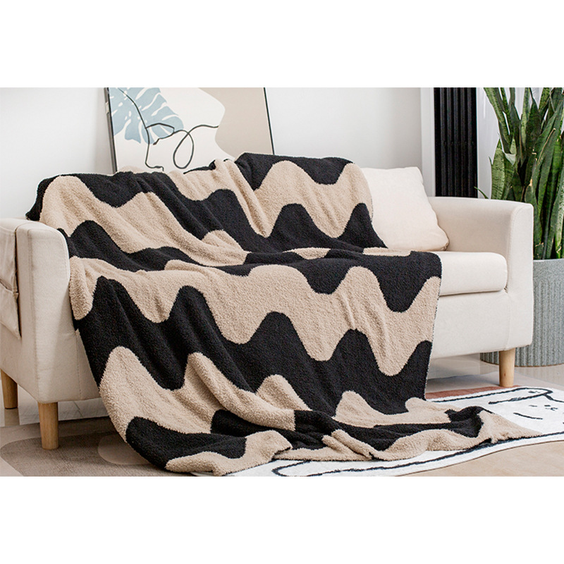 Picture of Scandinavian Half-Velvet Knitted Blanket Sofa Blanket Casual Shawl Throw Blanket Office Lunch Blanket B&B Decorative Blanket