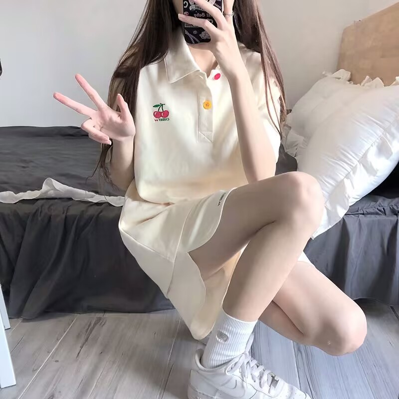 Cross-border Internet Popular Polo Collar Sportswear Women's suit 2024 Summer Casual Loose Short-sleeved Running Shorts Two-piece Set