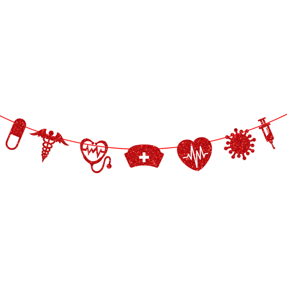 Picture of Doctor and NURSE Festival Theme Graduation Season Decoration Flag CONGRATS NURSE Flag Flower Cake Card