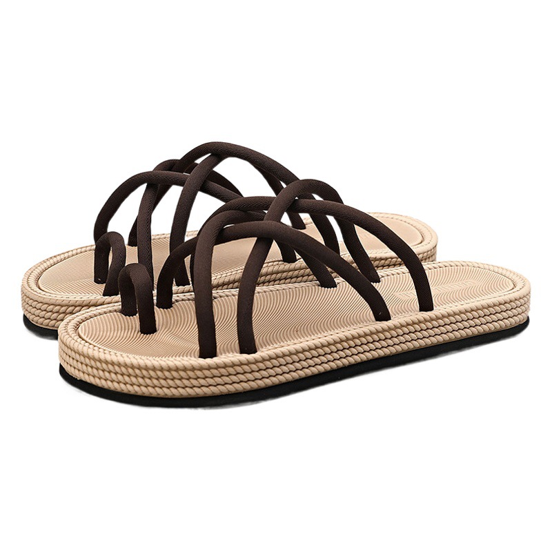 Braided Rope Flip-Flops Men's High-End Thick-Soled Flip-Flops Summer Roman Beach Outer Wear Non-Slip Sandals