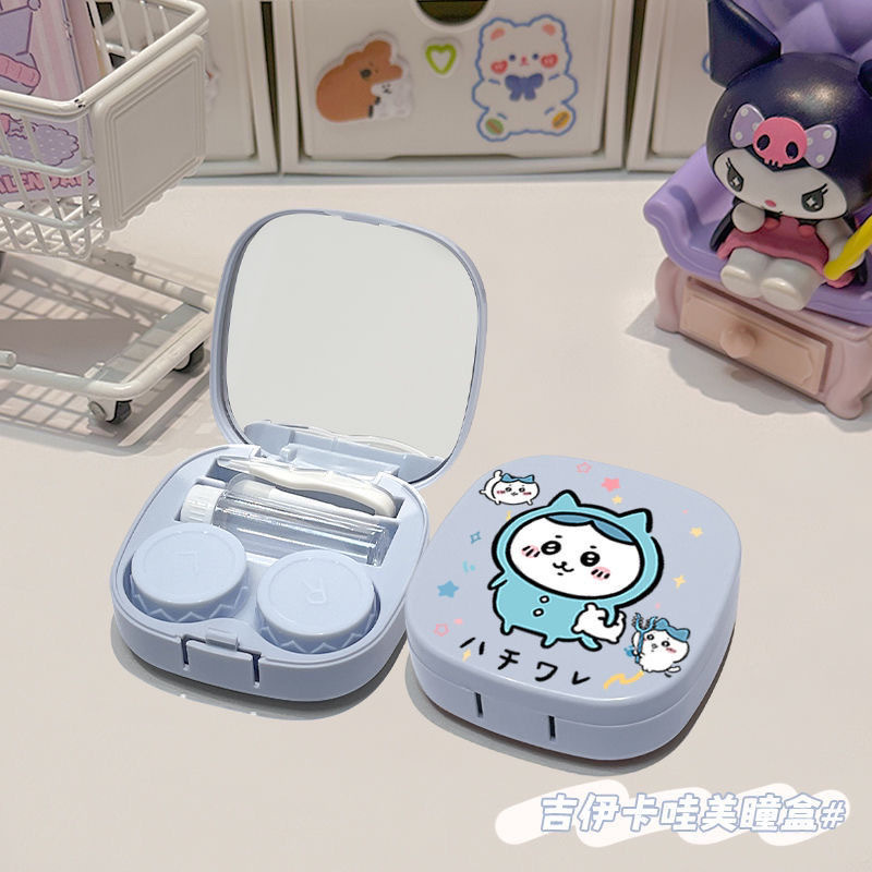 Picture of With mirror] contact lens box beautiful pupil box portable portable care box storage box advanced glasses companion box