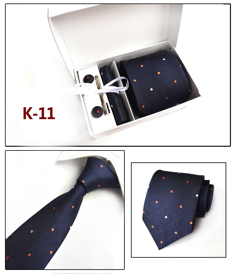 Picture of Manufacturers wholesale men's tie in stock gift box 6 pieces suit group tie business formal tie