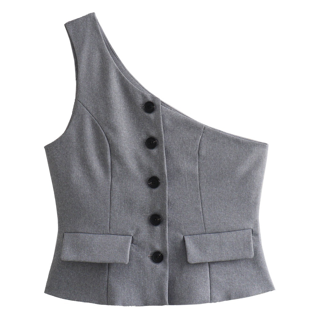 Cross-border Foreign Trade ZA Women's 2024 Spring New Sleeveless Top Women's Asymmetric Vest