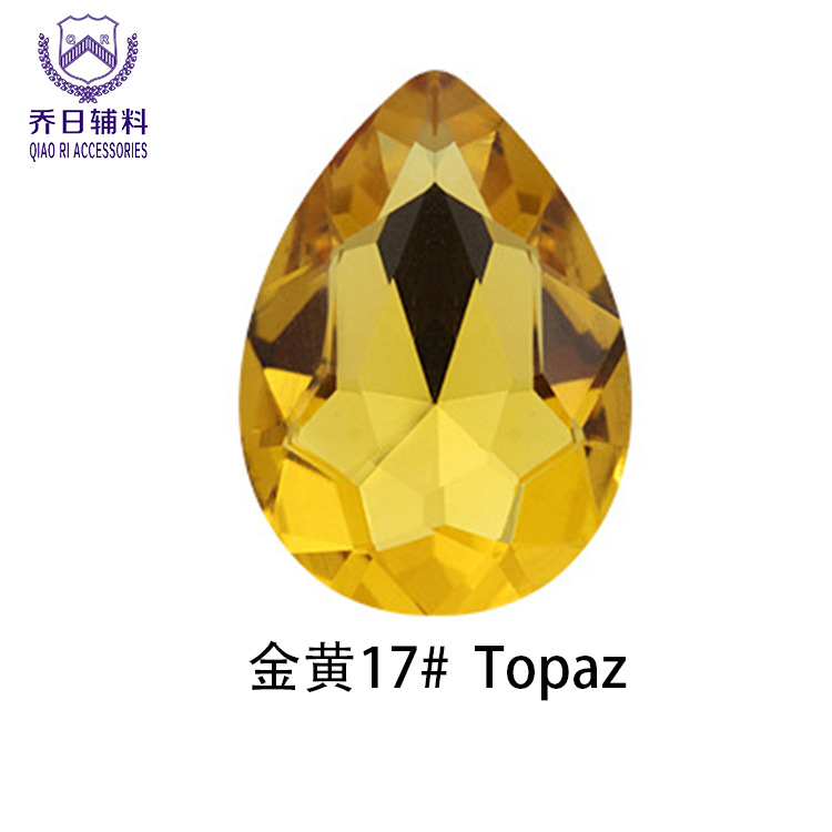 Picture of Factory wholesale 18*25 water drop double hole glass wedding dress diamond diy hair accessories shoes accessories beads in stock