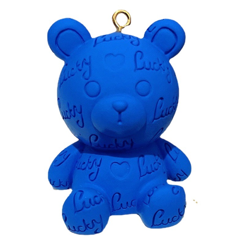 Original cartoon resin Lucky bear keychain female cute creative exquisite car key chain bag pendant wholesale