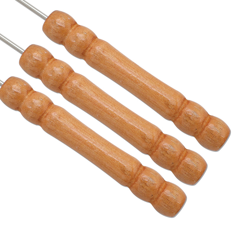 Picture of Barbecue Skewer Combination Set Anti-Scalding Gourd Wooden Handle Barbecue Skewer Stainless Steel Round Skewer Round Needle Outdoor Barbecue Tools