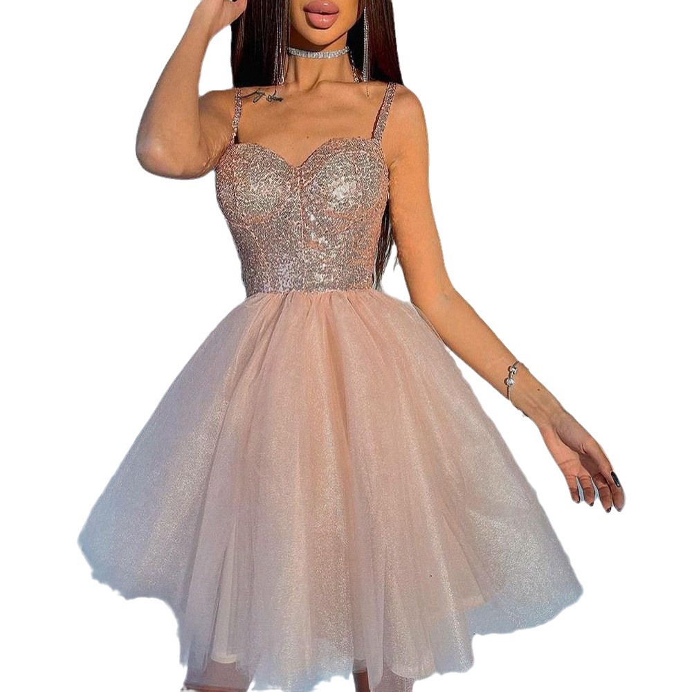 Picture of Fairy Evening Dress 2025 Winter New Heavy Industry Sequin Pink Banquet Host Fashion Toast Dress