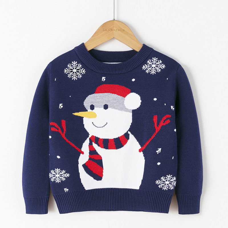 Picture of Factory wholesale boys' cartoon bottoming pullover girls' round neck Christmas sweater children's Korean-style European and American children's clothing
