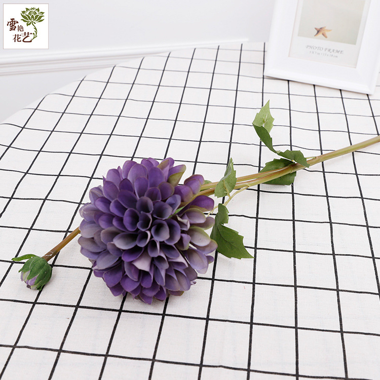 Simulated 2-Head Beautiful Chrysanthemum Dahlia Photography Photo Decoration Furnishings Wedding Home Props Dahlia Artificial Flower