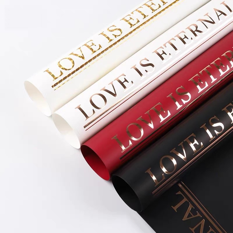 Gold printing Noble border matte film flower wrapping paper floral Korean bouquet wrapping paper thickened English Ouya paper