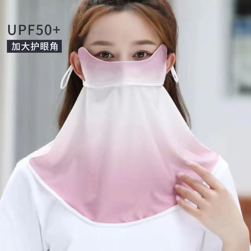 Picture of Sun protection mask for women Summer eye protection corner cover full face gradient blush breathable Thin Ice Silk sun protection silk mask