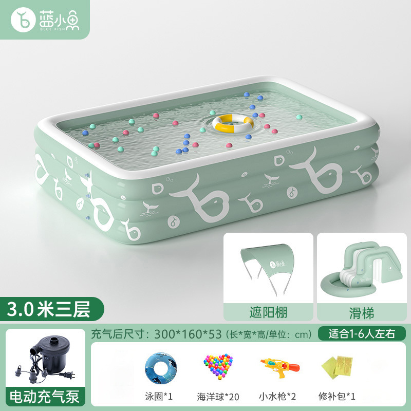Picture of Household adult children outdoor inflatable swimming pool thickened children swimming pool baby play pool with slide sunshade