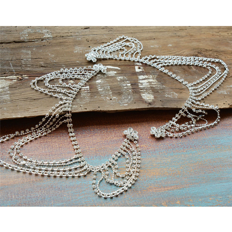 Picture of AliExpress new multi-layer rhinestone tassel shoulder chain European and American bridal shiny crystal body chain shawl jewelry