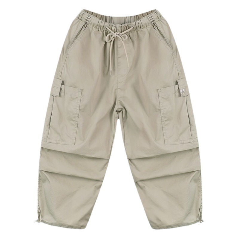 Boy's Handsome Overalls Pants Niche Trendy Brand Pocket Pants Summer Straight Casual Pants Big Boy's Western Style Anti-mosquito Pants