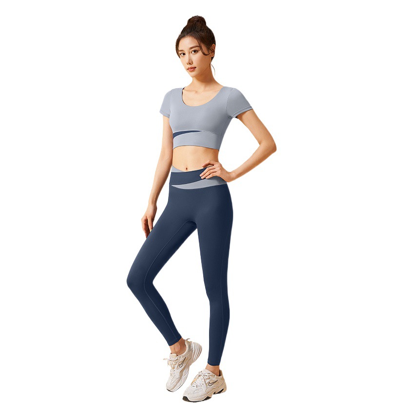 Juyi Hall Color-matching High-elastic Yoga suit Summer Women's Slimming Fitness suit Traceless Sports suit Women