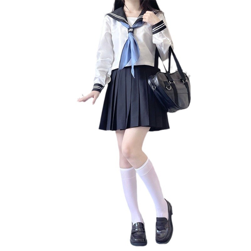 Picture of Original JK basic campus cartoon uniform suit white two-book college style school supply sense sailor suit female school uniform