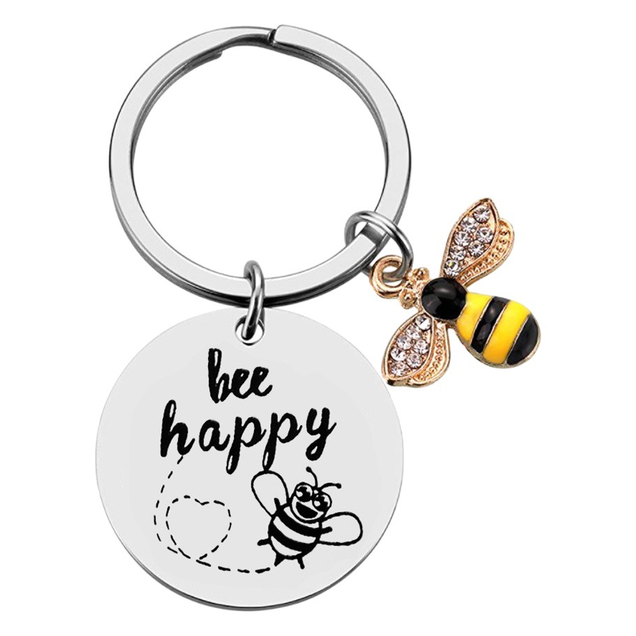 Amazon New Teachers' Day Keychain bee happy bee Stainless Steel Keychain Gift