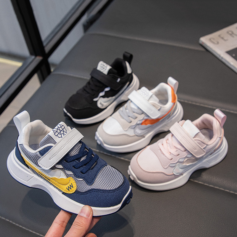 Children's Shoes Simple Comfortable sneaker Mesh Breathable Velcro Thick-soled Torre Shoes Trendy Casual Shoes for Boys and Girls