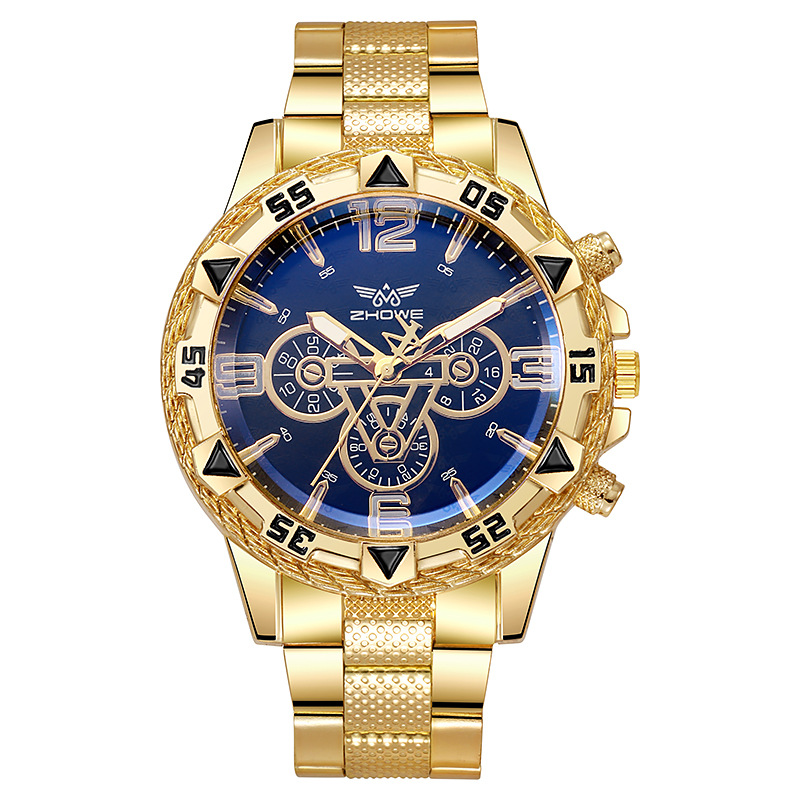 Cross-border Hot Sale Large Dial Digital Scale Men's Alloy Steel Band Watch Silicone Band Sports Men's Watch in stock