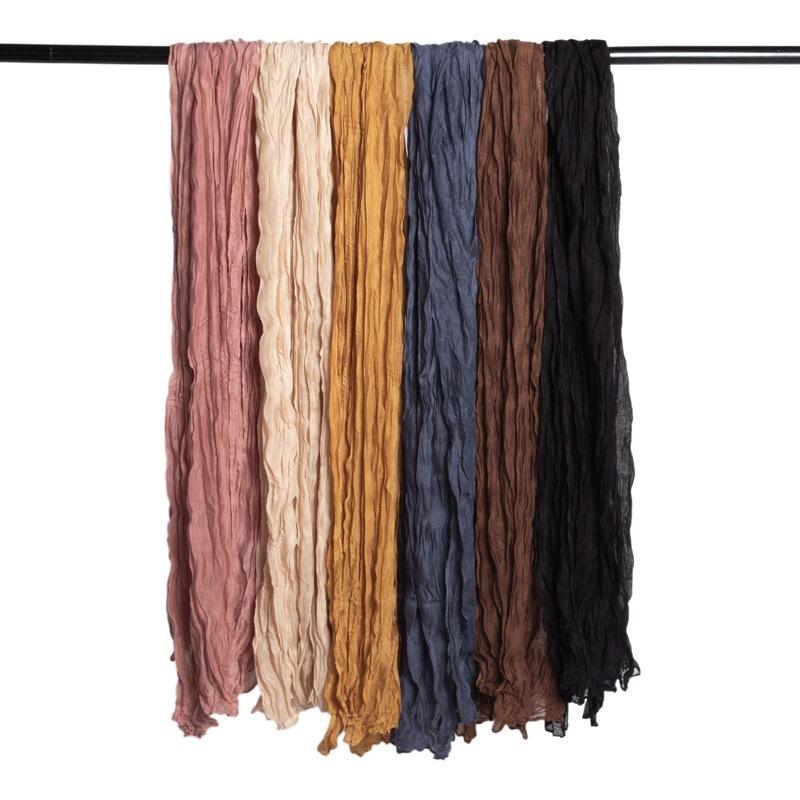 Foreign Trade Twist Scarf Bali Yarn Candy Color Crushed All-match Pleated Scarf Shawl Women's Scarf