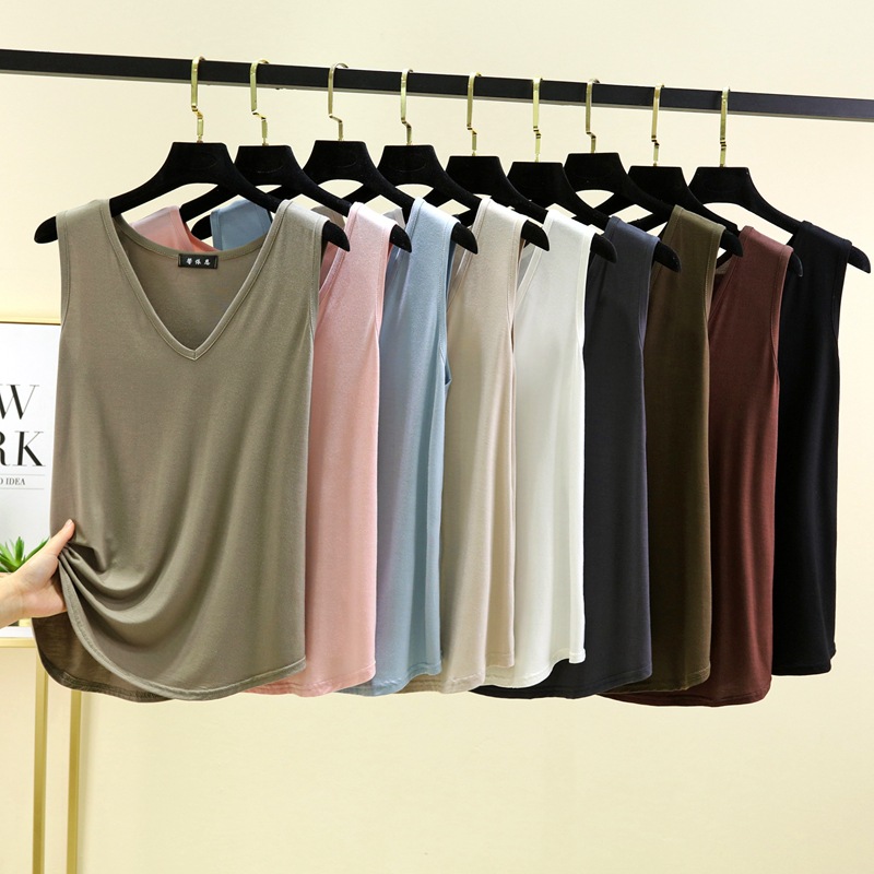 Picture of Summer New Modal Vest Women's Loose Large Size V Neck Sleeveless Bottoming Shirt Slim Slim Casual Top