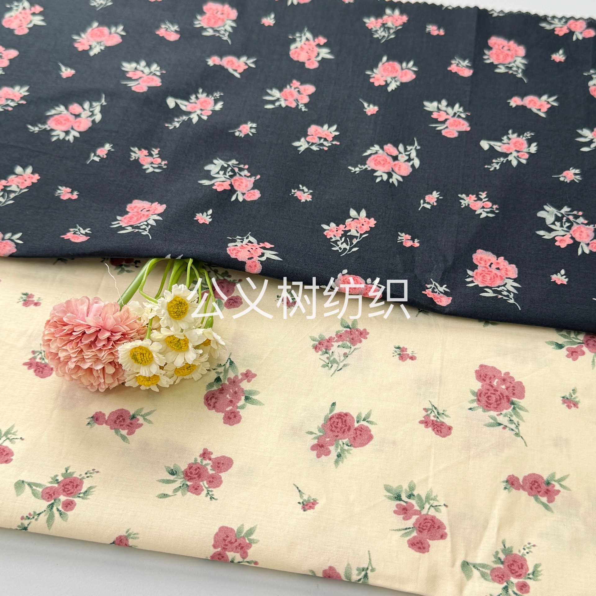 Picture of Pink Rose Cotton 60 Pct Imitation Tencel Reactive Dyeing Fabric High-grade Printed Fabric dress Women's Fabric