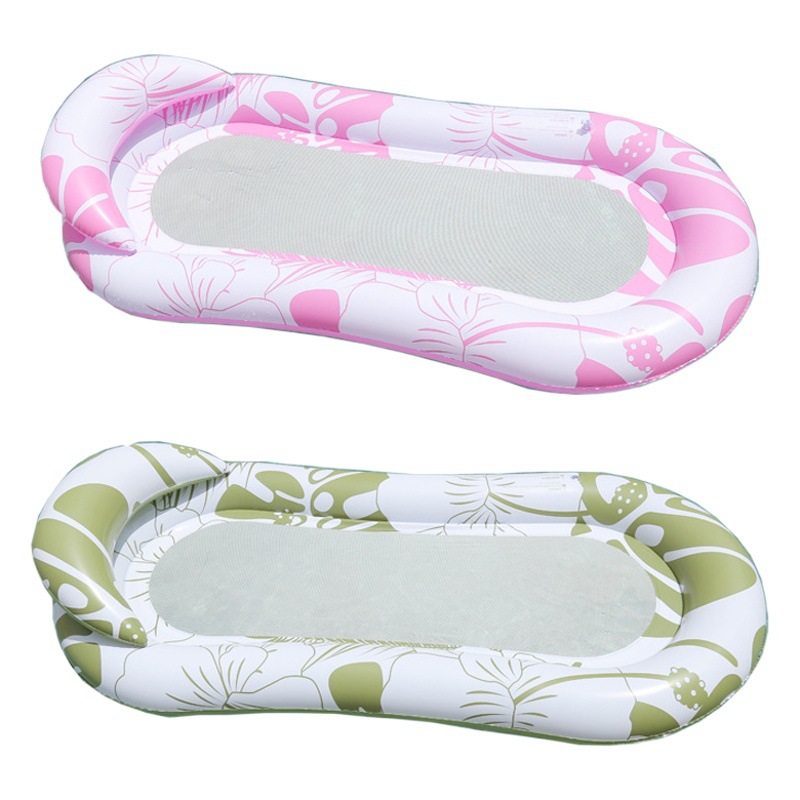 Adult water floating row printing swimming pool floating bed summer adult inflatable floating row wholesale clip net recliner in stock