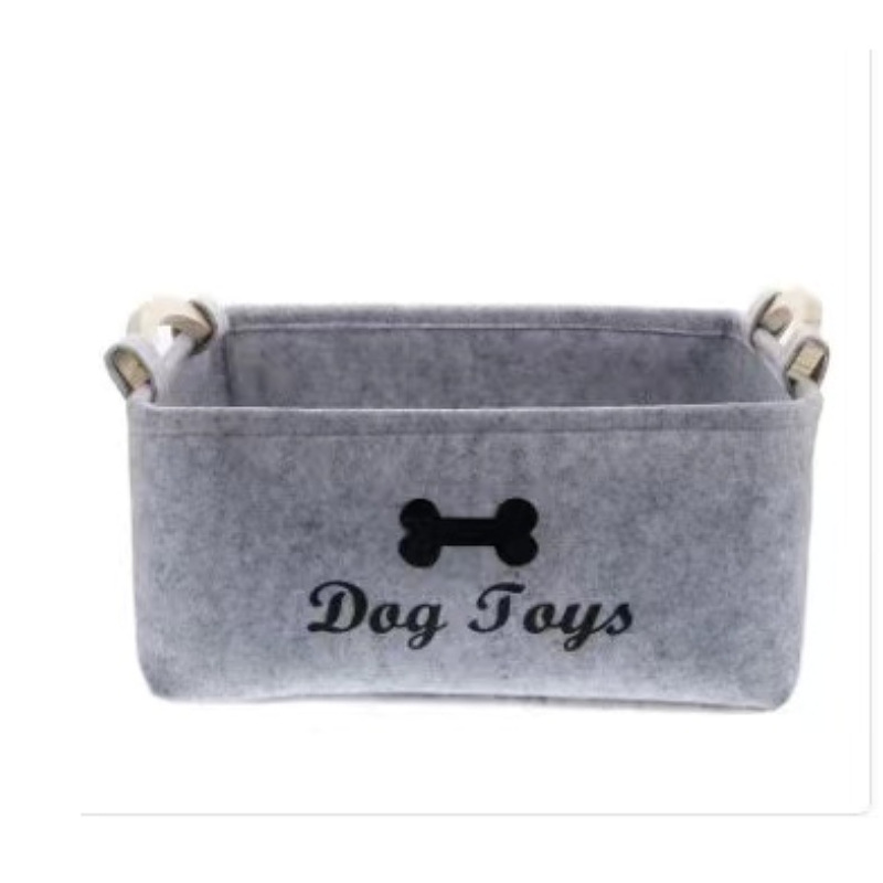 Picture of Felt toy storage box storage box pet toy storage felt box wooden handle square storage box