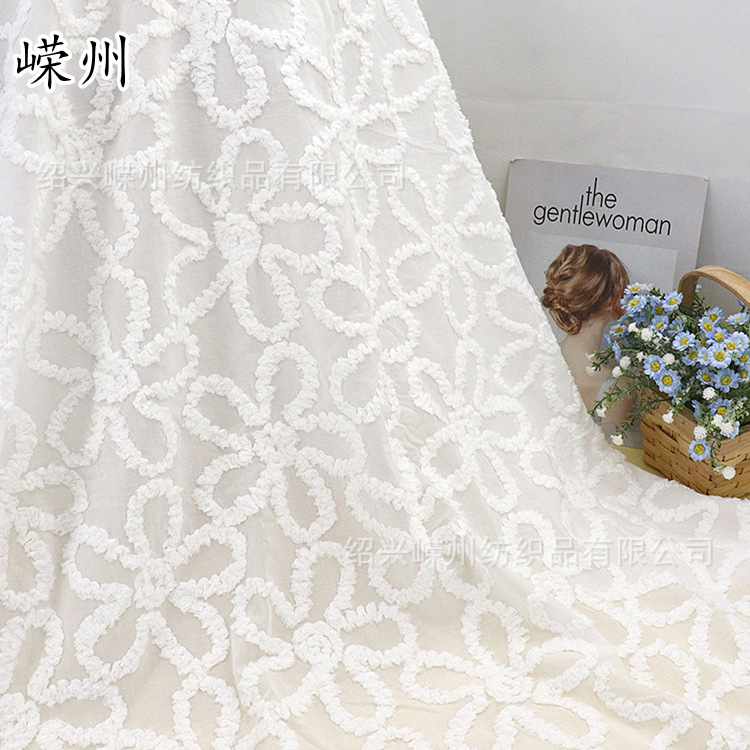 New Style Pure Cotton Three-Dimensional Hollow Plate with Embroidery Pure White Cotton Shirt Dress Kidsren's Clothing Pastoral Fabric