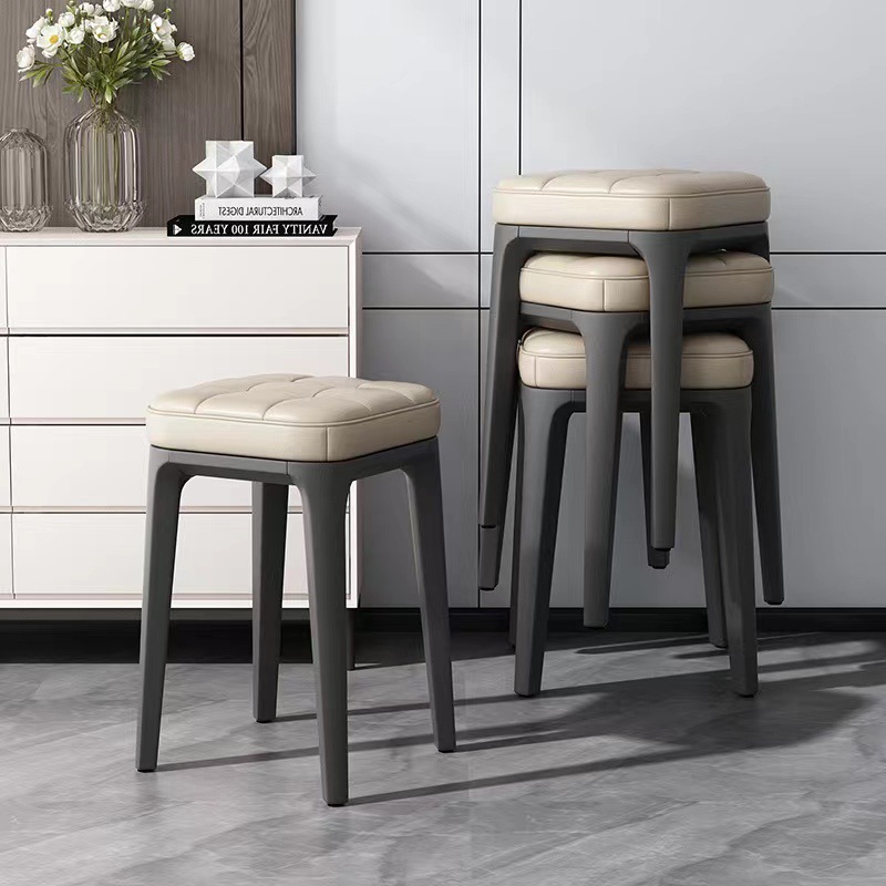 Home modern upholstery stool simple stackable dining stool dressing makeup chair large living room dining chair bench wholesale