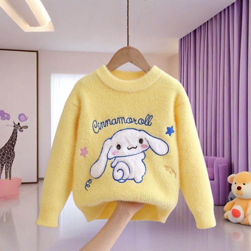 Picture of [2025 Yugui Dog] Girls' Winter Sweater New Autumn and Winter Mink Velvet Knitted Shirt Big Children's Base Shirt