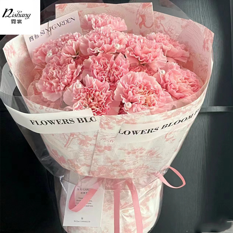 Mother's Day online celebrity afternoon black tea European retro Kraft flower paper carnation flower bouquet wrapping paper DIY
