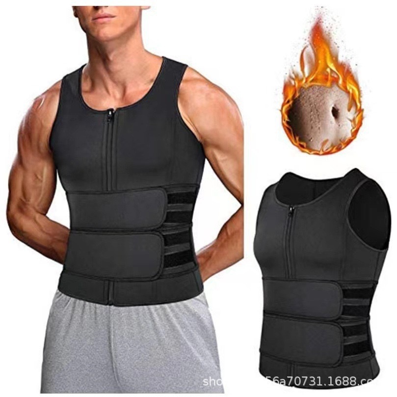 Double Waist Shaper Men's Sports Vest Sweat Suit Fitness Tunic Tunic Sports Body Shaper Cross-border Abdominal Belt