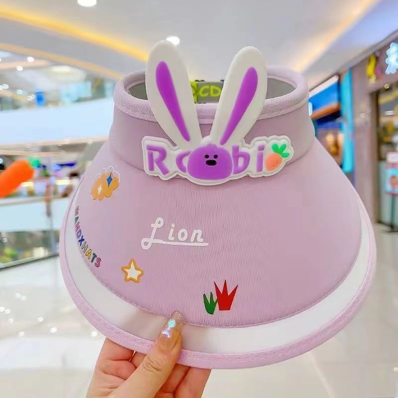 Picture of Children's empty top hat cute rabbit baby boys and girls summer outdoor large brim sunscreen cartoon breathable UV sun hat