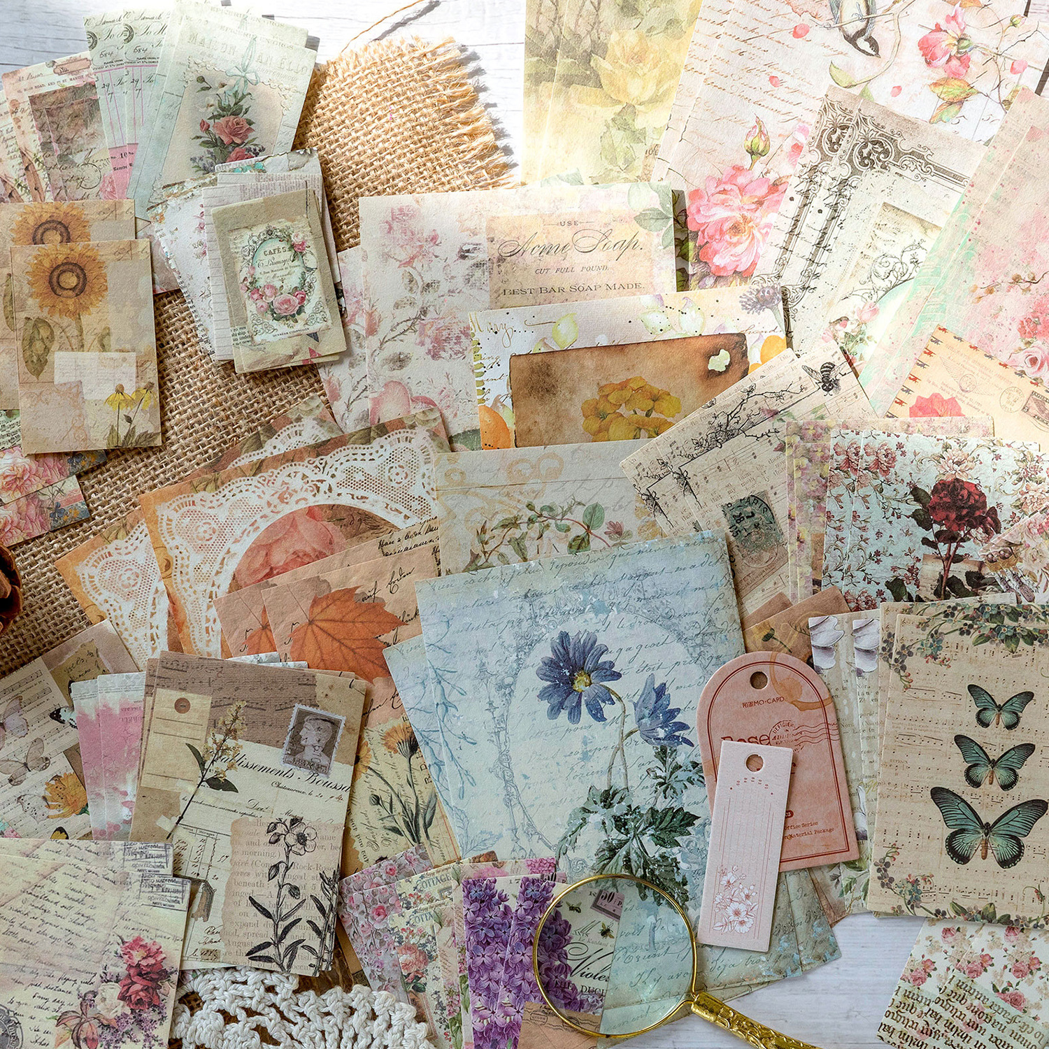 Picture of Mo Mo Retro Collection Material Package Memory Post Office Series Handbook DIY Collage Base Material Stickers 4 Styles