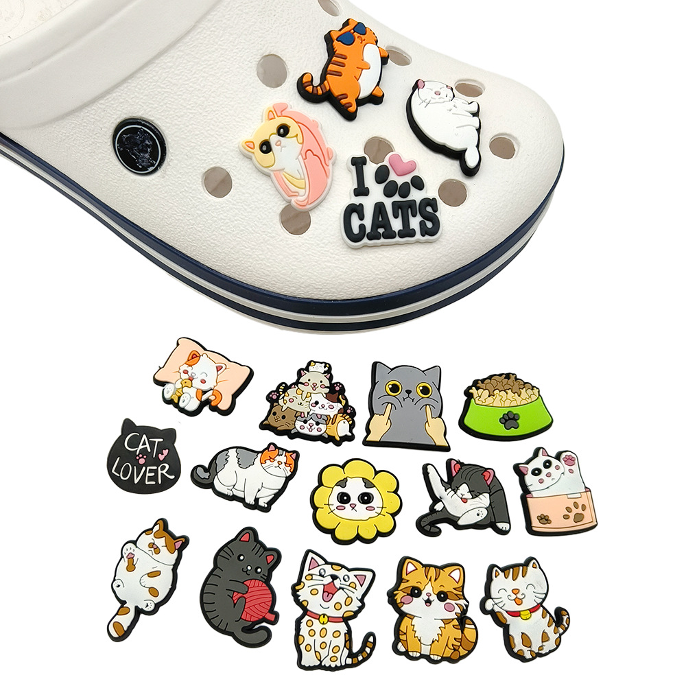 Picture of suit Cute Cat Series Cave Shoes Shoes Flower Accessories Cave Shoes Diy Accessories PVC Drop Plastic Shoe Buckle