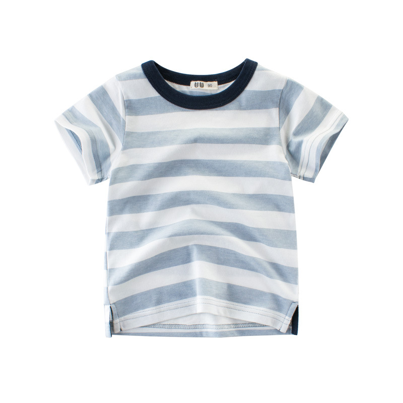 Korean version of children's clothing summer new boys short sleeve T-shirt trendy summer baby striped half sleeve children's clothing wholesale