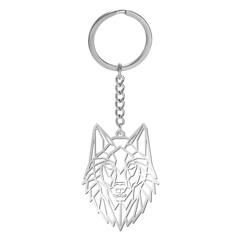 Foreign trade fashion a generation of fashion titanium steel animal wolf head pendant 304 stainless steel keychain