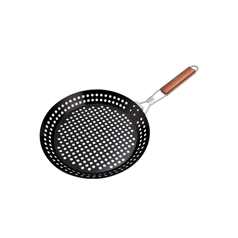 Picture of Source manufacturers round hollow wooden handle barbecue plate outdoor vegetable plate barbecue plate outdoor BBQ plate portable