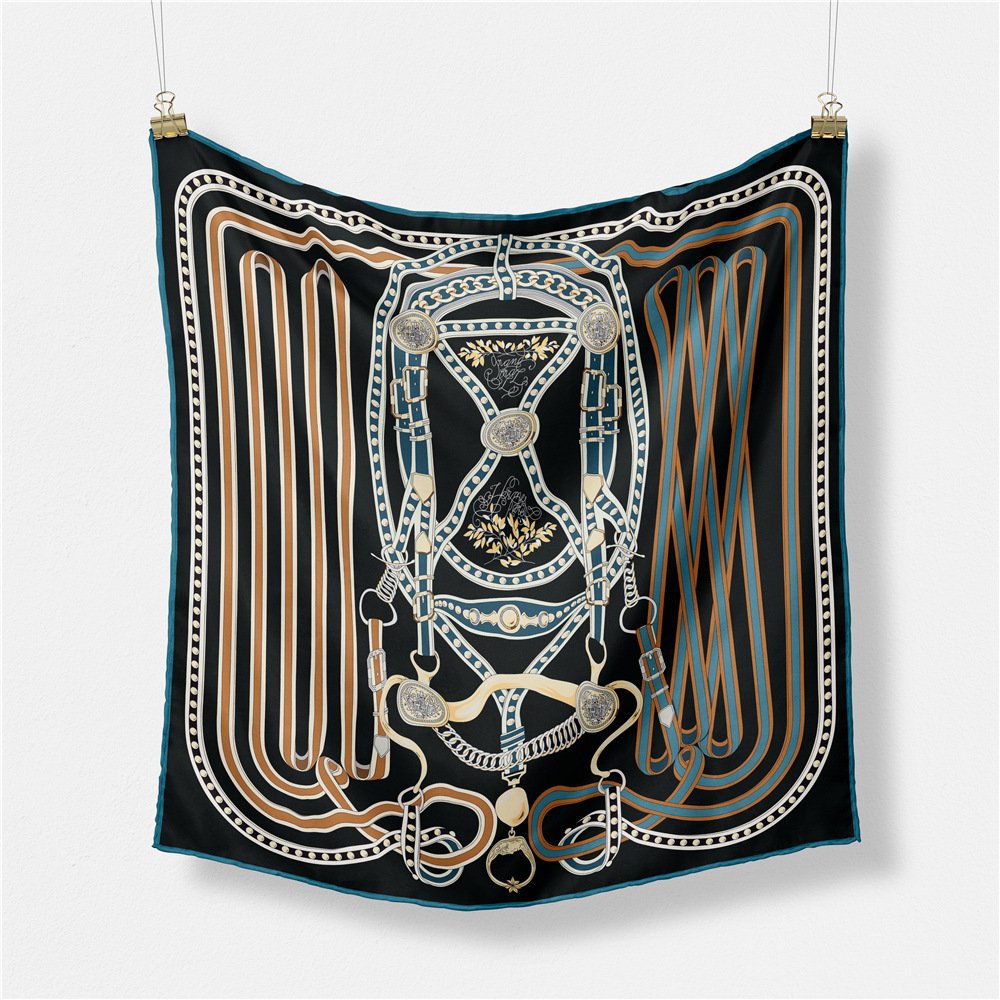 Picture of New 53cm Fashion Small Square Scarf Taiwan Version Printed Twill Satin Machine Fine Rolled Edge Women's Scarf Headscarf Wholesale