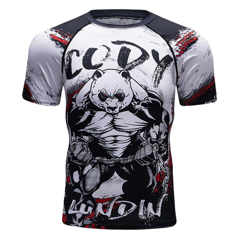 New Men's Wear Men's Slim-fit Sweat-wicking Short-sleeved T-shirt Digital Printing Sports Fitness Half-sleeved Tight